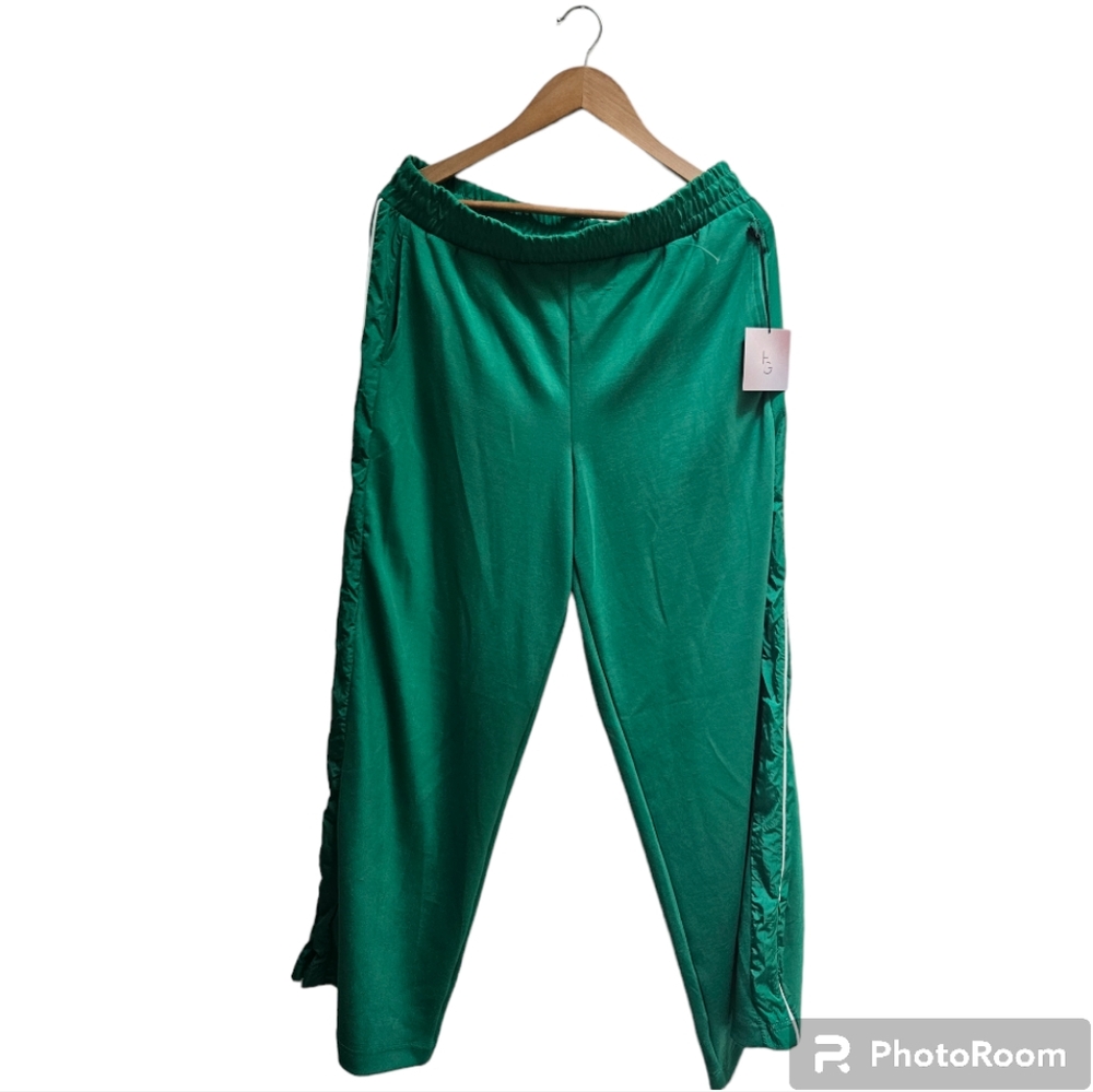 NWT Happily Grey Track Pants Joggers Kelly Green White Stripe Size XL Athleisure